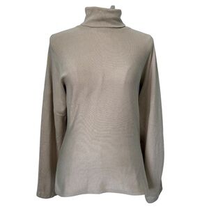 ANN TAYLOR | Beige Silk Blend Turtleneck Sweater Sz M